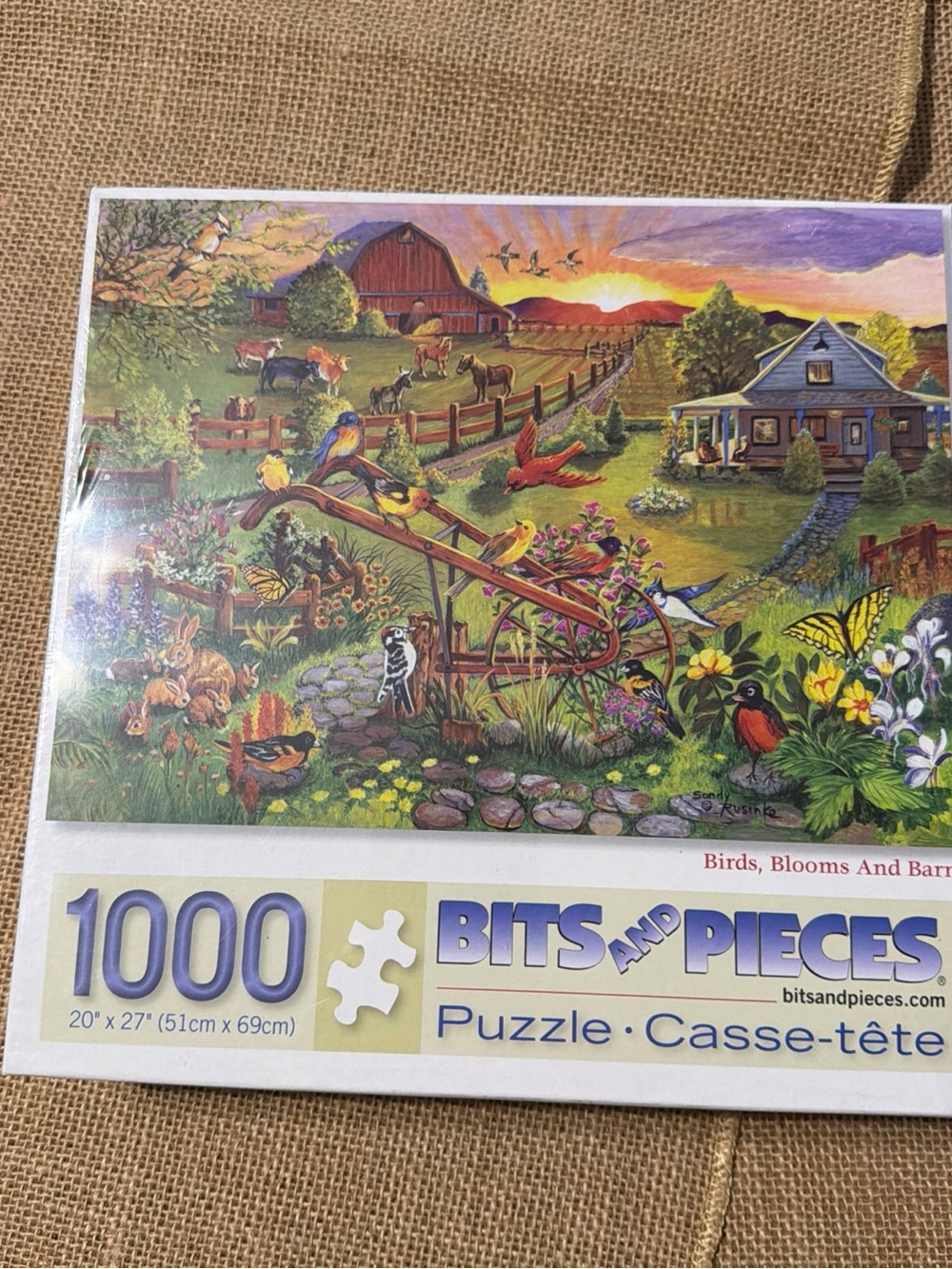 Bits and Pieces 1000-Piece Birds, Blooms & Barn Jigsaw Puzzle - Colorful Multi